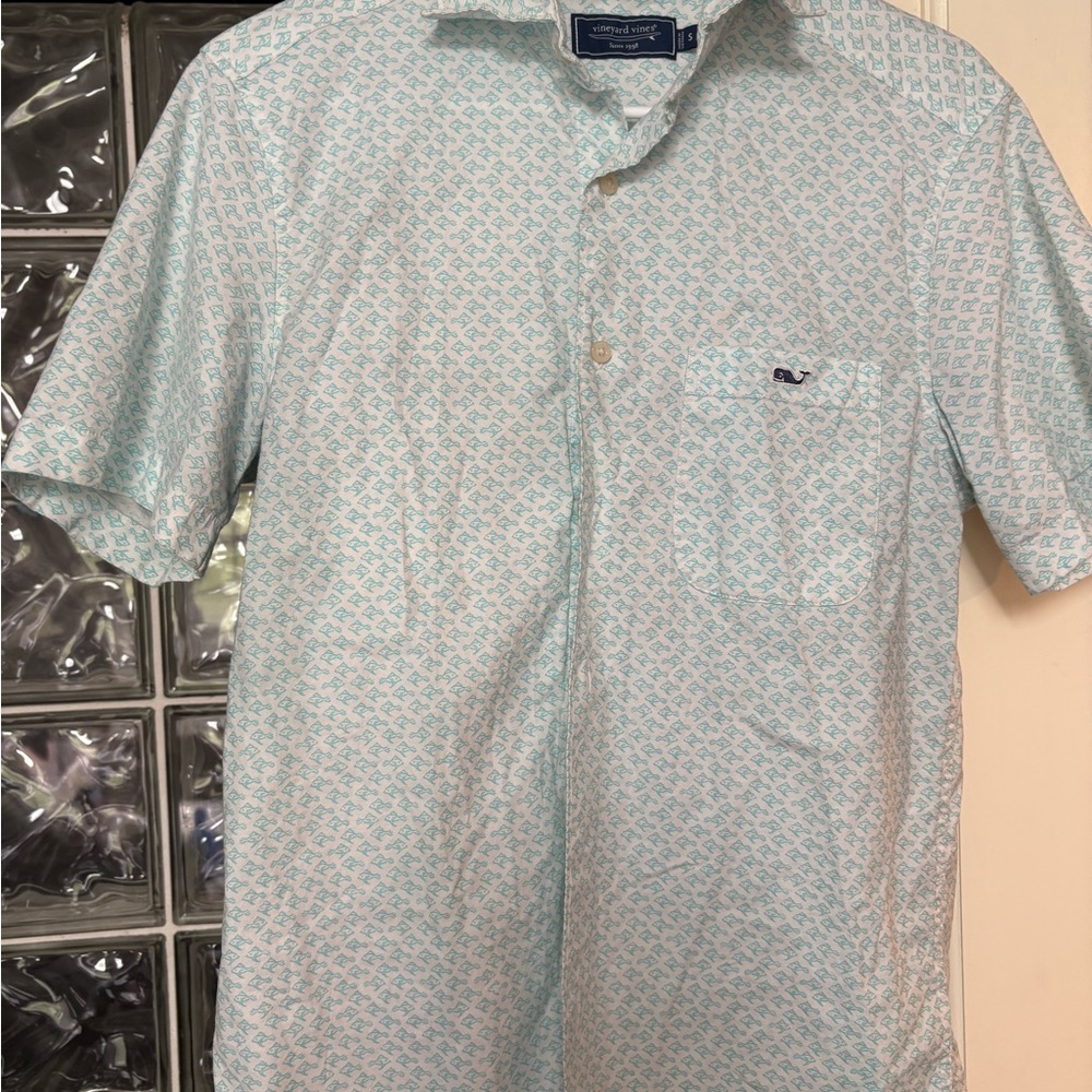 Vineyard Vines Men's Aqua Patterned Shirt